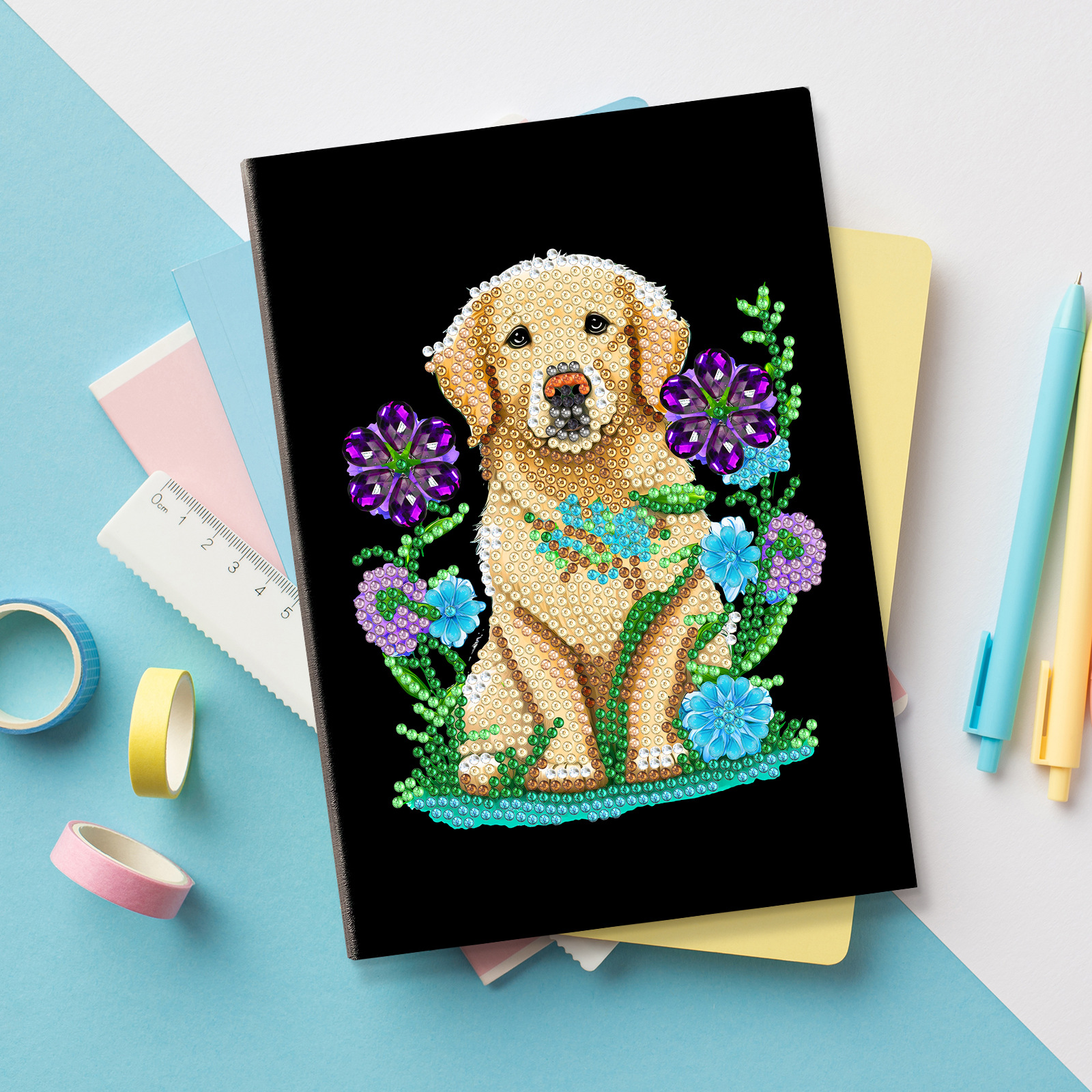 Pintura de diamantes perimetral puntual perforador diy perforador pegatinas bordadas A5 cuadernos de dibujo de diamantes manuales puntual perforador diario distribución al por mayor