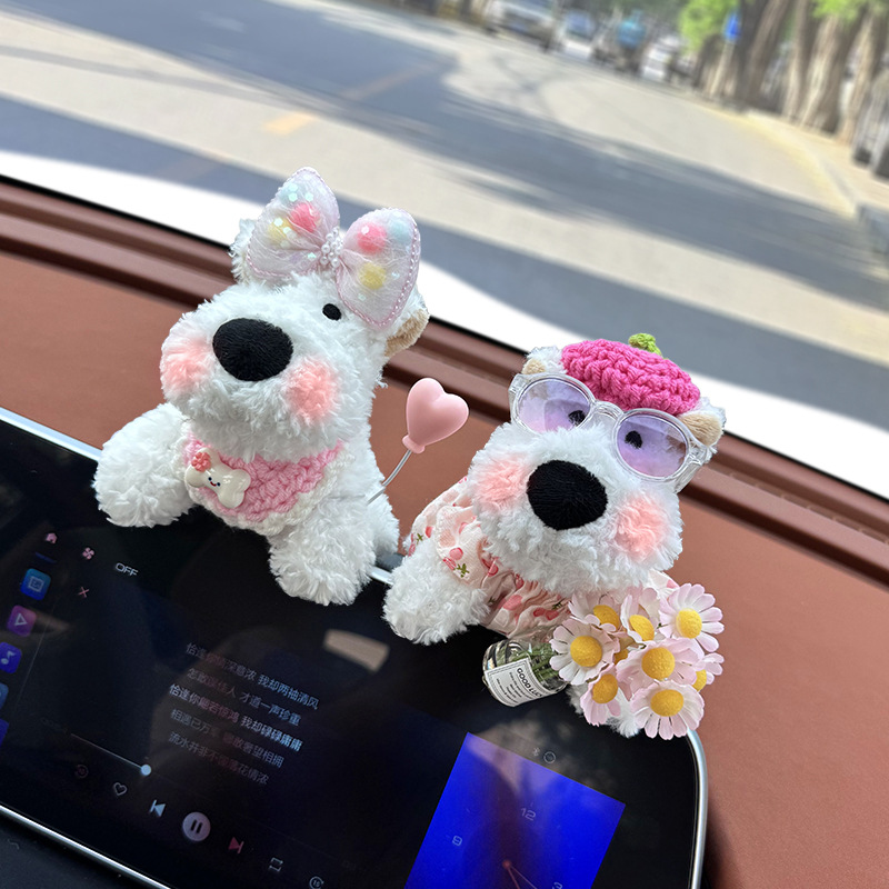 Pantalla de control central de automóviles adorable muñeca West Highlands decoración de automóviles accesorios de automóviles de damas interesantes