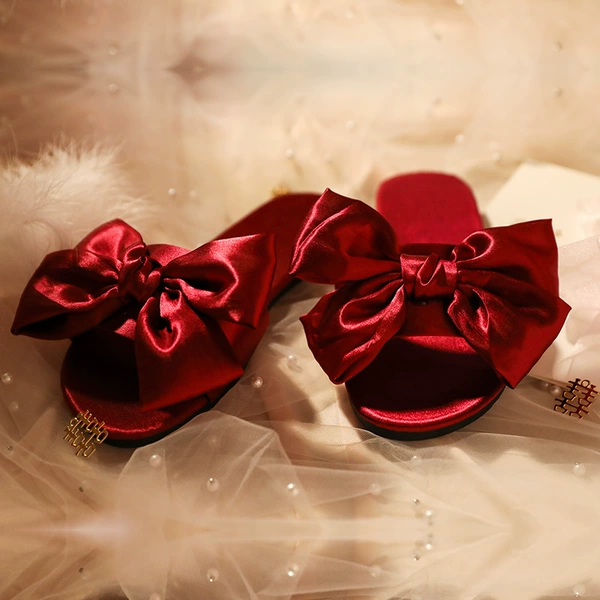 With bow, burgundy