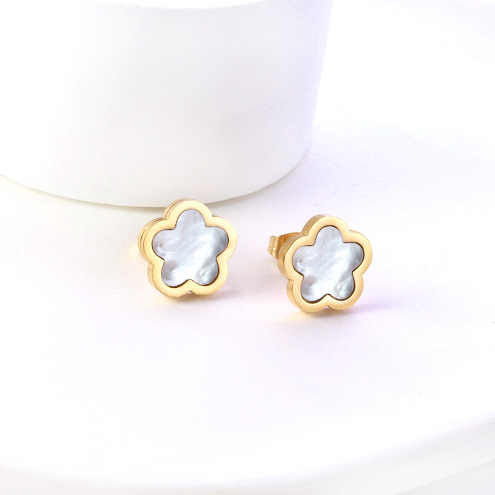 1 Pair Simple Style Flower Plating Stainless Steel Gold Plated Ear Studs display picture 1