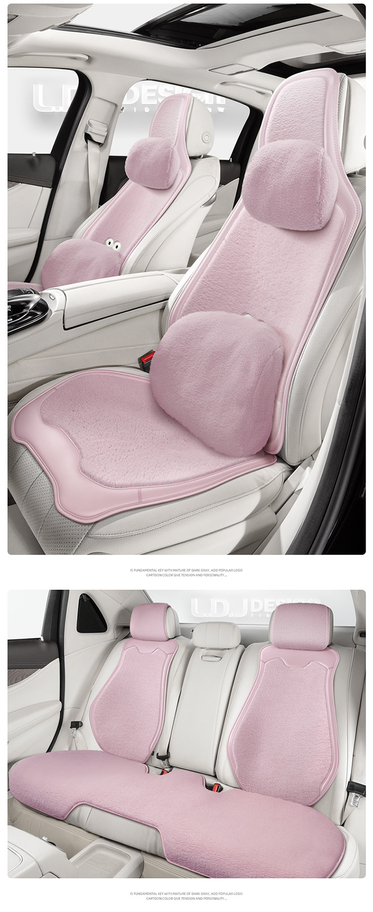 24 New Autumn and Winter Big-Mouthed Frog Lamb Velvet Split Universal Cartoon Five-Seater Plush Warm Car Seat Cushion