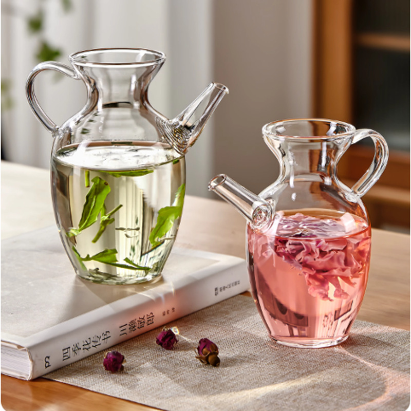 Imitation Song Dynasty Tea Brewing Pitcher with Integrated Glass Tea Strainer, Special Green Tea Teapot, Tea Divider, Public Cup, Tea Filter, Teapot