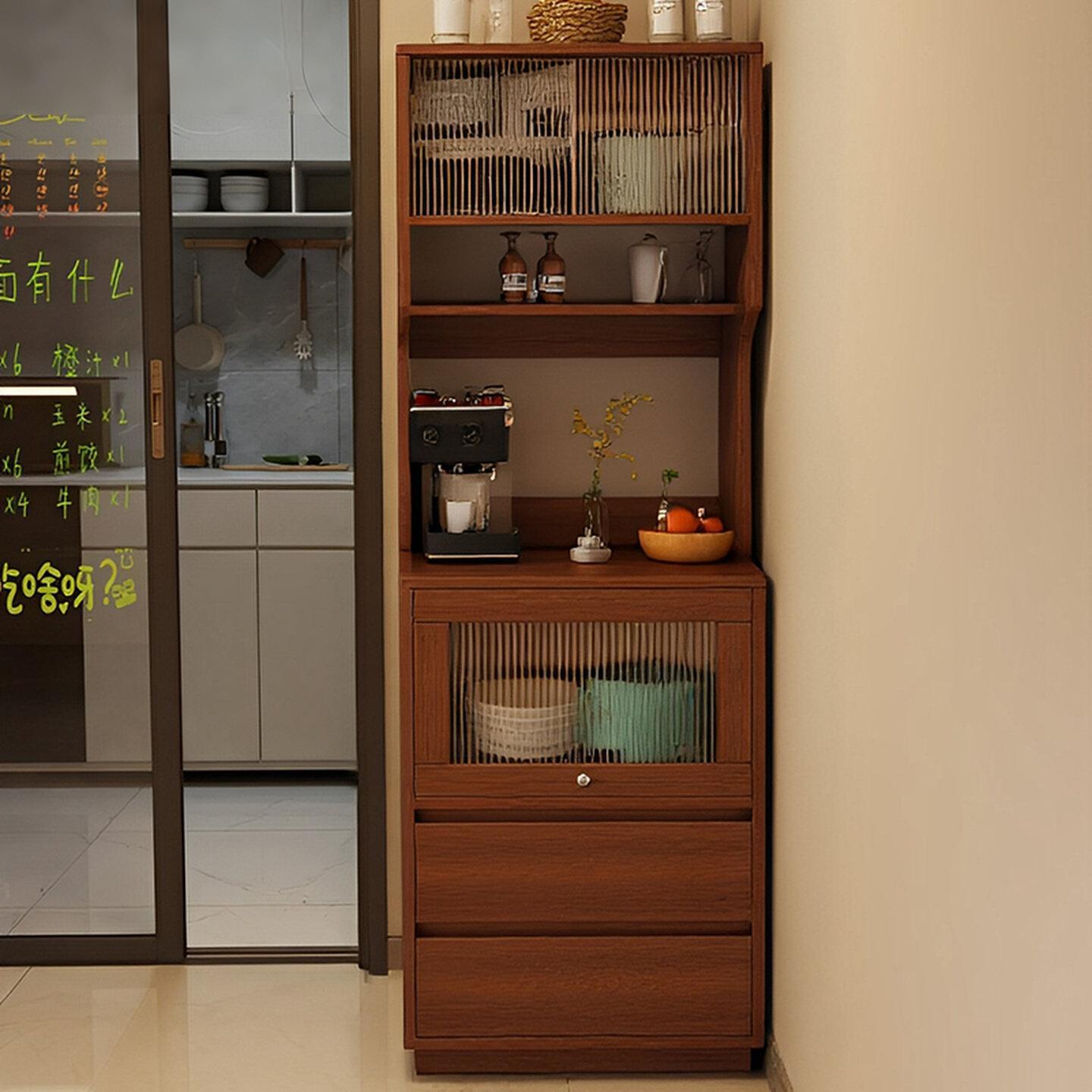 Japanese-Style Sideboard Integrated Wall-Mounted Home Tea Cabinet Storage Cabinet Living Room Side Cabinet Coffee Machine Bar Cabinet