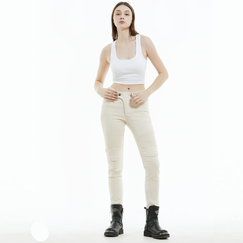 VOLERO motocicleta jeans de las mujeres Caballero vintage beige casual ciclismo pantalones estiramiento a prueba de agua pantalones de coche