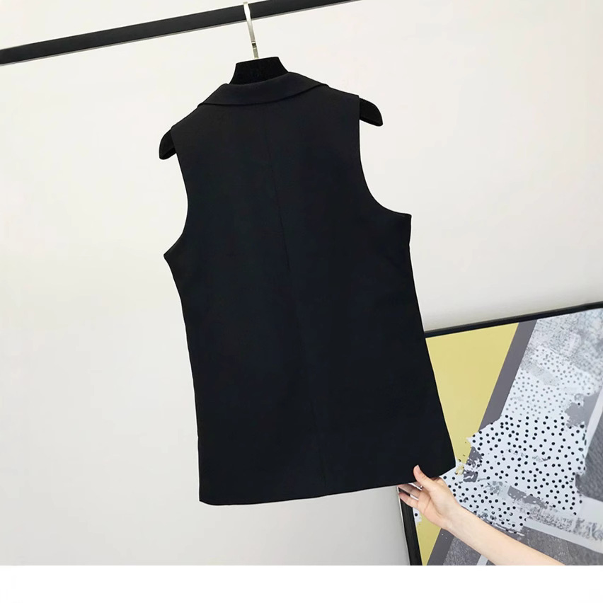 Traje chaleco abrigo de mujer estilo coreano medio-largo pequeño chaleco sin mangas más tamaño Chaleco de primavera y otoño Chaleco de mujer ropa exterior