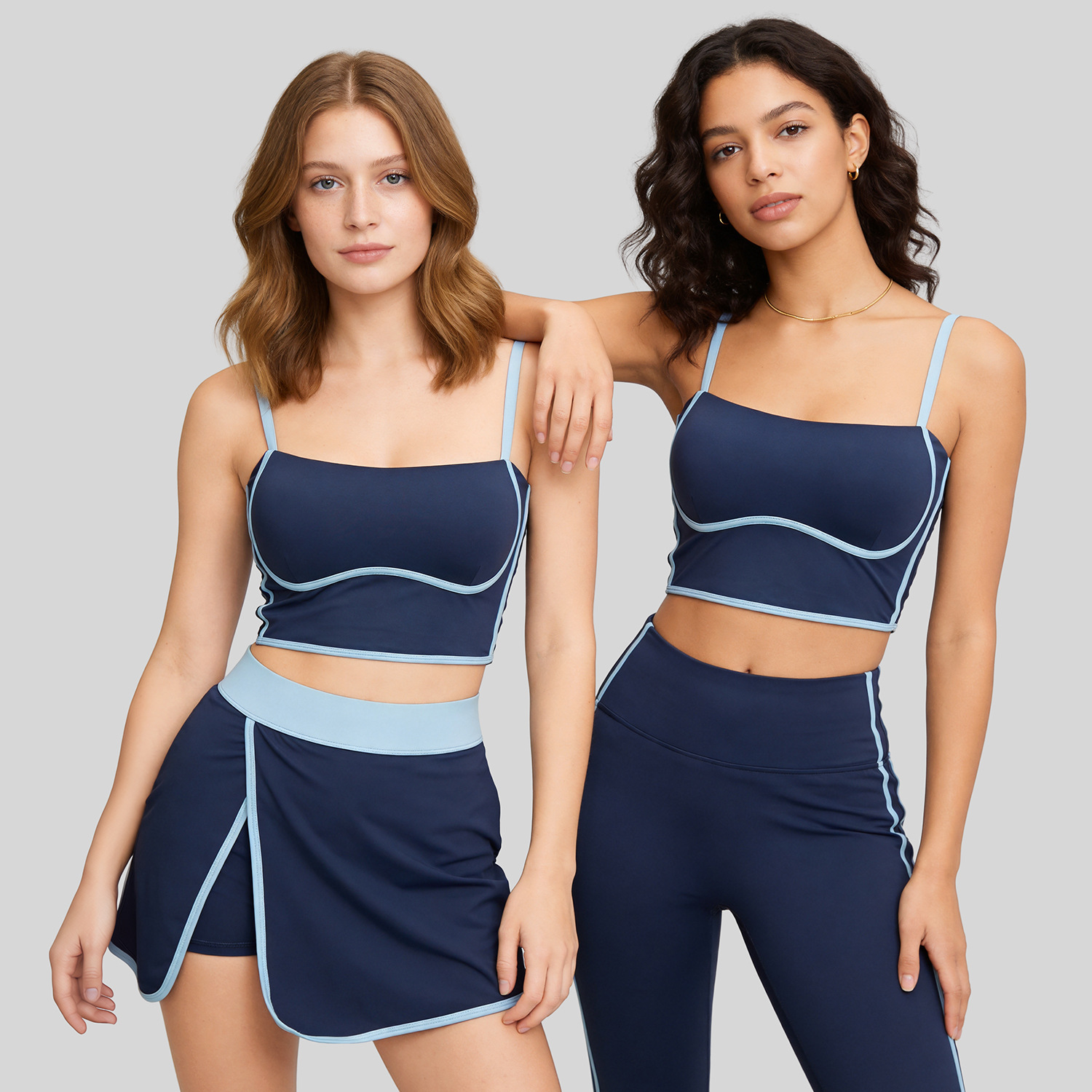 Traje deportivo lineal de verano Juyitang para mujer, traje de yoga para correr y hacer ejercicio antiexposición