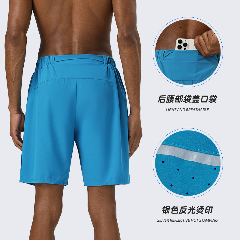 Cross-border Hot-selling Loose Sports Shorts Basketball Training Shorts Punched Breathable Reflective Strip Running Quick-drying Shorts