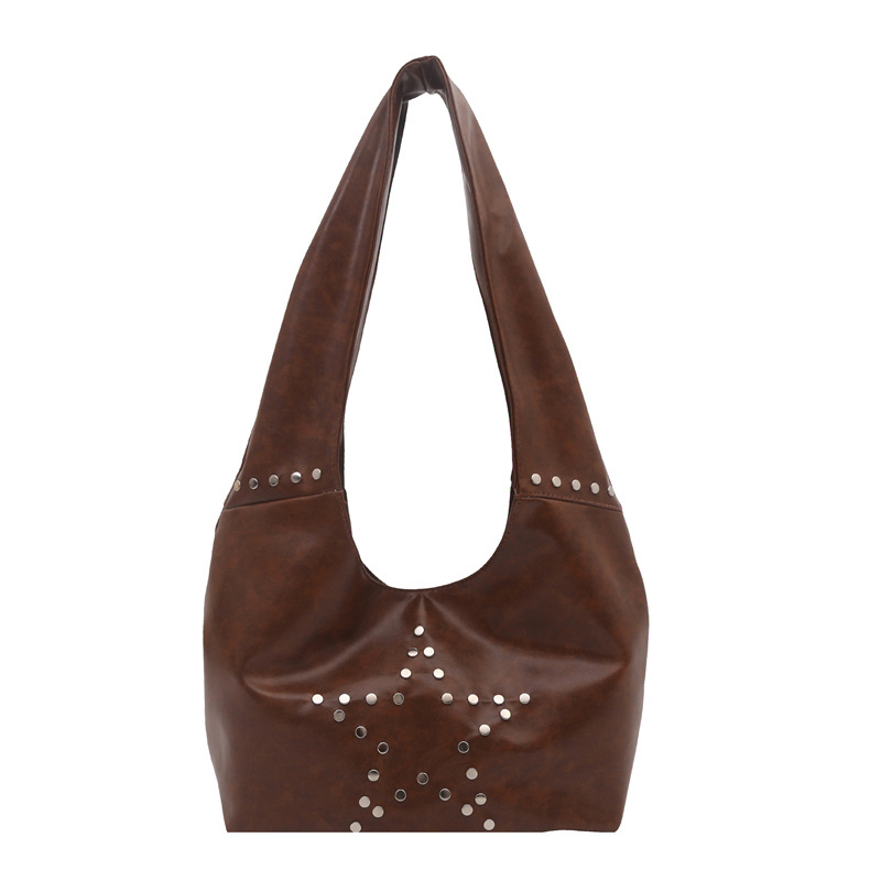 Borsa a secchiello da donna con borchie grande borsa a spalla_voghion.com