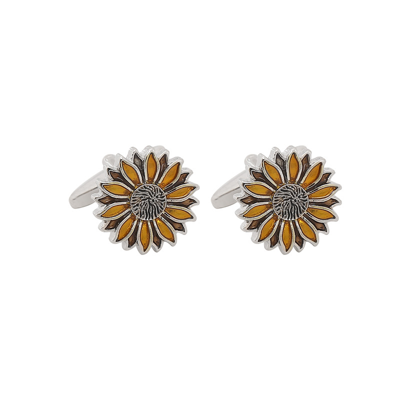 new square diamond crystal cufflinks sunflower sunflower men's shirt cuf_voghion.com