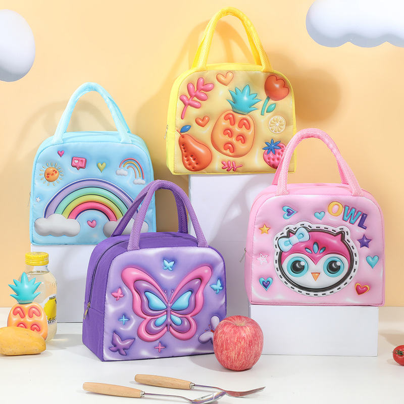 New Children's Lunch Box Bag Expansion Three-dimensional Cartoon Lunch Bag Thickened Aluminum Foil Fresh-keeping Ice Bag Insulation Bag Lunch Box Bag