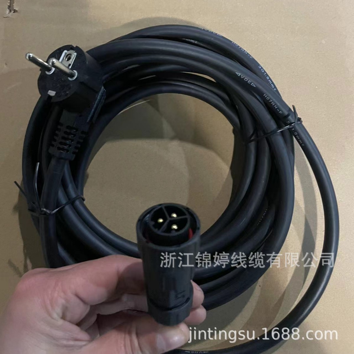 浙江锦婷生产三芯欧式插头太阳能微型逆变器M25防水连接器电源线
