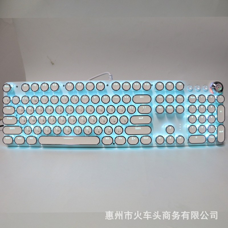 [ロシア語キーボード] レトロラウンドスチームパンクノブメカニカルキーボードクロスボーダー直販87/104キー在庫あり|undefined