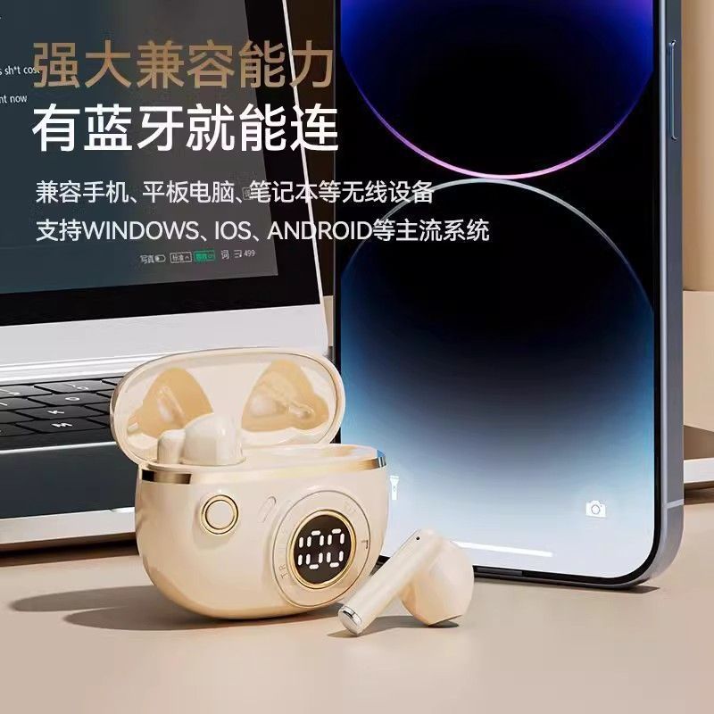 J08 블루투스 5 4 무선 이어폰 LED 배터리 표시