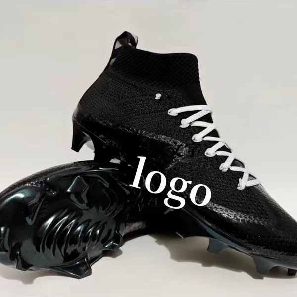 ) Putian Foreign Trade Cross-Border New Model Knitted Shock-Absorbing Non-Slip Wear-Resistant High-Top Fg Spike Men's Football and Rugby Shoes