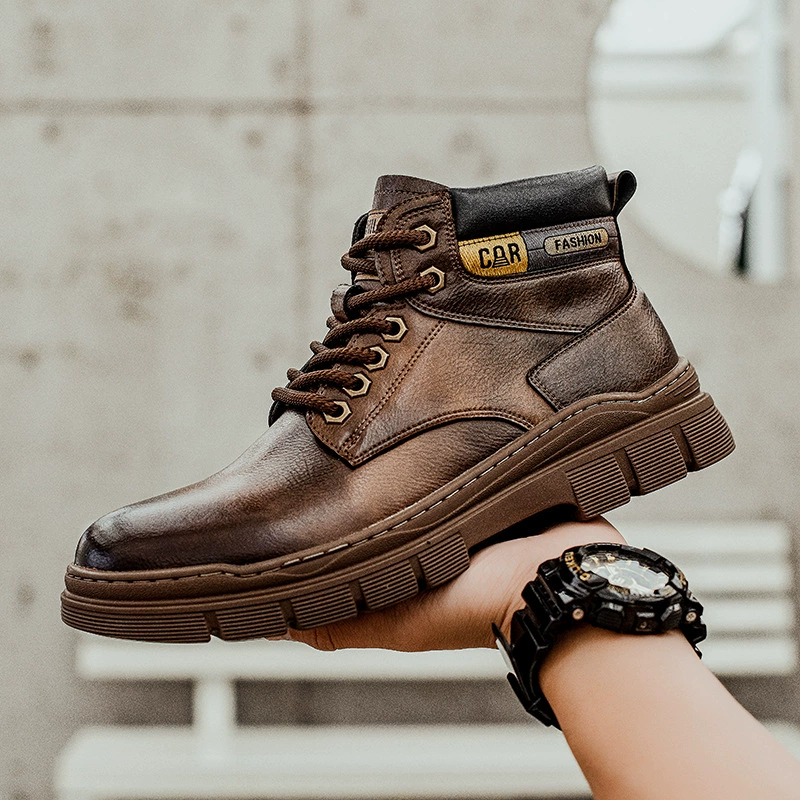 Zhonggang Martin сапоги мужской 2024 новый английский стиль наружные сапоги ревень плюс бархатные теплые сапоги прилив мужские хлопчатобумажные сапоги