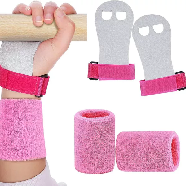 Children's Horizontal Bar Weightlifting Barbell Dumbbell Cowhide Non-Slip Palm Guard Pull-Up Palm Deadlift Grip Booster Belt Gloves