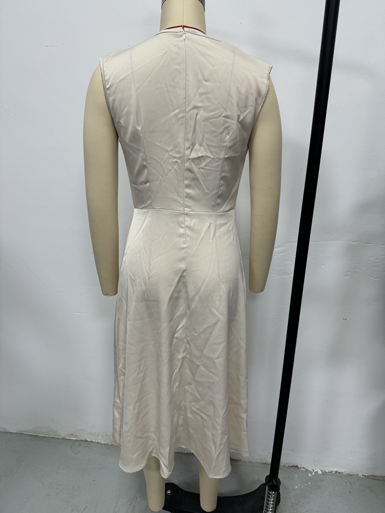 Women's Clothing Women's Stylish Mid-Length Satin Dress Summer A-Line Pleated For Formal & Casual For Women_ecoleips.com
