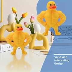 跨境3D打印肌肉小黄鸭搞笑玩具新品创意鸭子家居装饰桌面摆件礼物