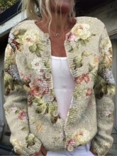 T 13847 3D Digital Print Knit Cardigan ����ӡ������
