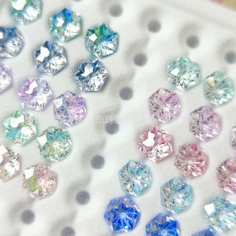 New popular product: Frost-cut double-color loose diamond with super shine and high fire color, clear and transparent earrings for DIY live streaming and nail art wholesale