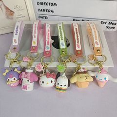 サンリオスナック家族漫画キーホルダーかばんストラップ人形機小さなギフト自動車キーチェーン小さなアクセサリー