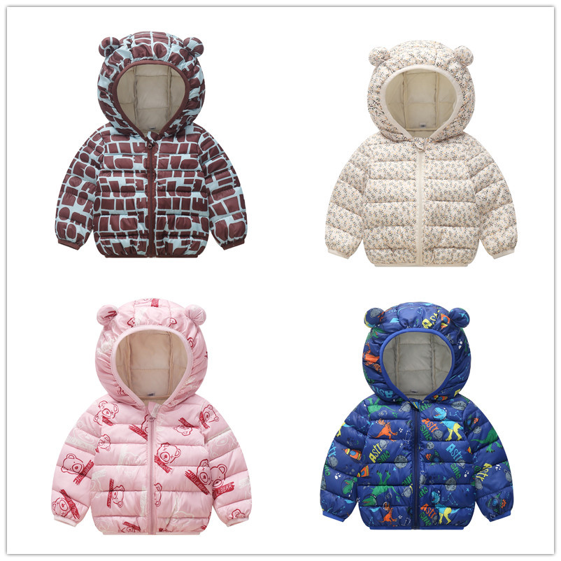 2025儿童羽绒棉服男女童婴幼宝宝棉衣中小童冬季短款耳朵外套迷彩