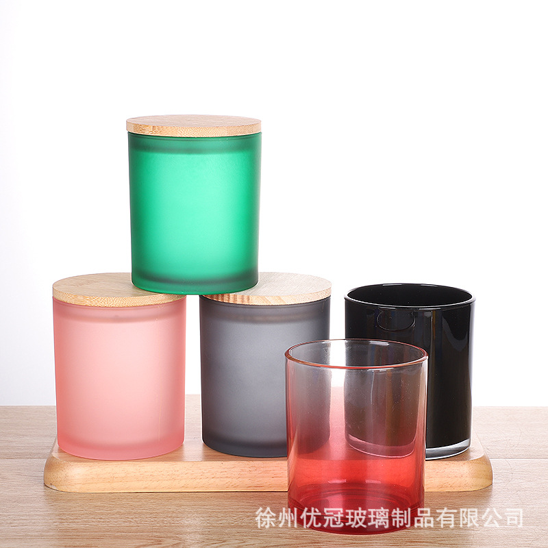 Aromaterapia colorido vela taza al por mayor helado redondo frasco de vidrio con tapa decoración del hogar candelabro adornos