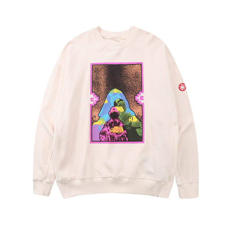 Fall/winter new Japanese tide brand C.E psychedelic woman face creamy-white picture frame men's and women's crew neck vests a generation of hair