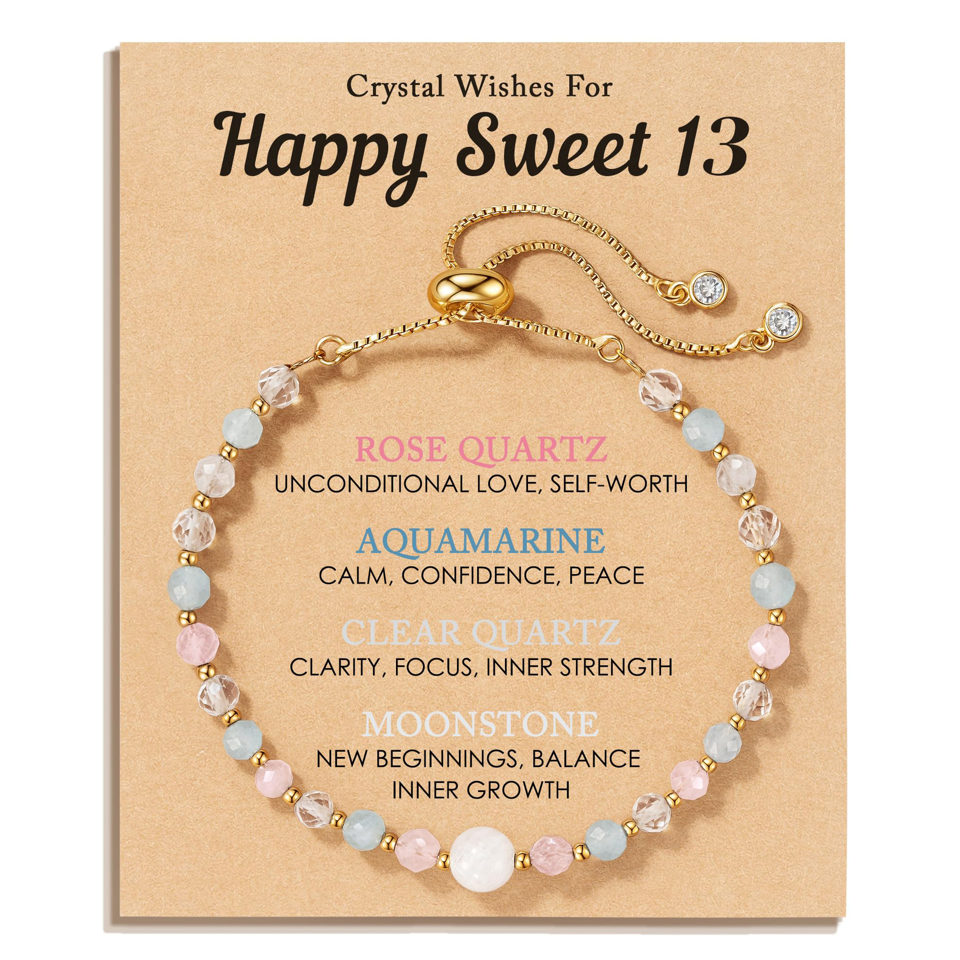 Moonstone Pull Bracelet Women's Teen Gift Birthday Healing Aquamarine Bracelet Birthday Moonstone Bracelet