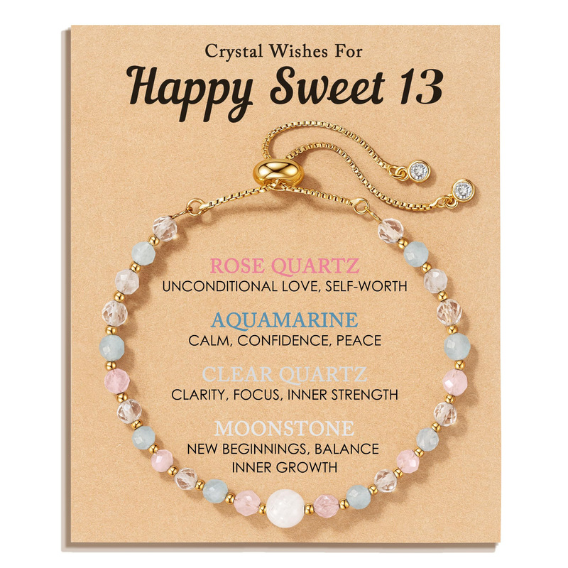 Moonstone Pull Bracelet Women's Teen Gift Birthday Healing Aquamarine Bracelet Birthday Moonstone Bracelet