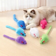 猫玩具毛绒仿真小老鼠 纯色发声毛幼猫咪逗趣兔毛假老鼠宠物自嗨