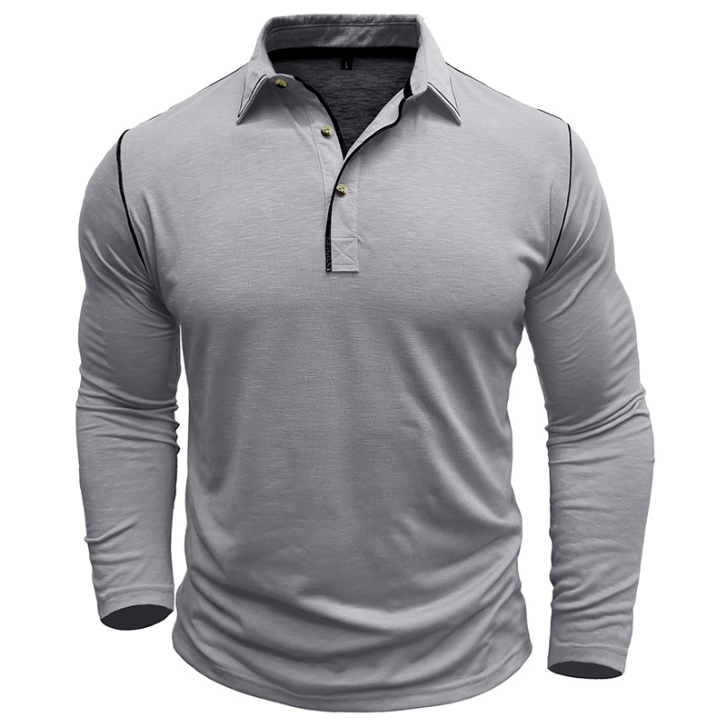 2023 otoño e invierno transfronterizo comercio exterior de los hombres camisa polo de manga larga de los hombres europeos y americanos henley camisa de solapa camiseta top
