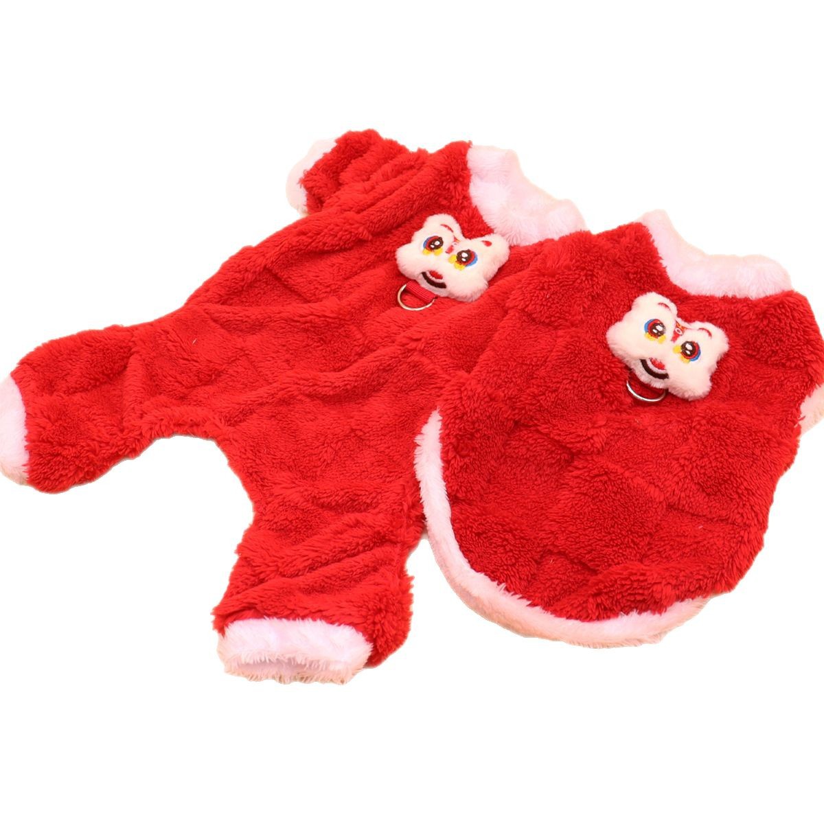 Ropa de perro de peluche engrosada de otoño e invierno ropa de gato abrigada ropa de perro festivo estilo nacional ropa de cuatro patas para perros