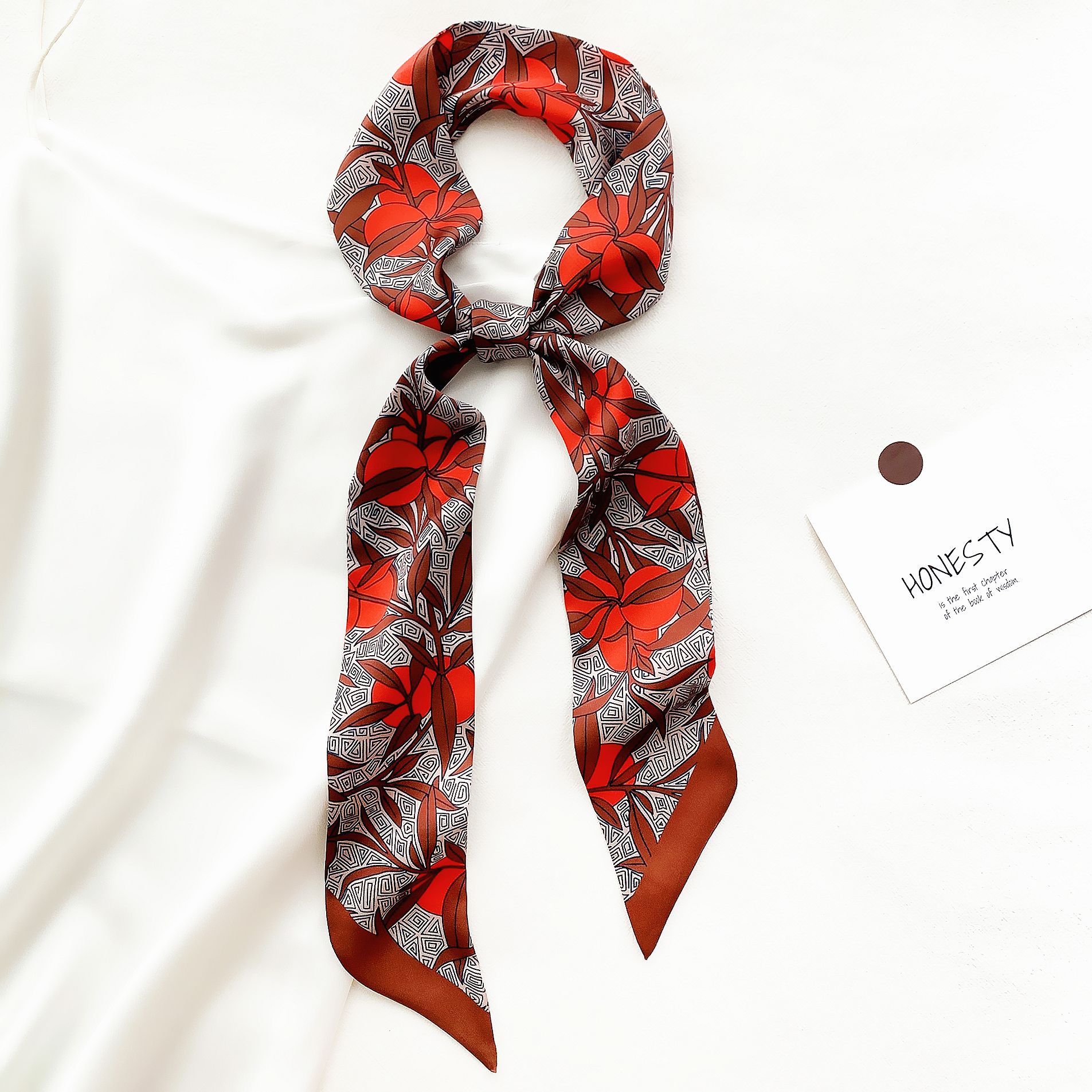 Printing Design Korean Style Summer Flower And Bird Printed Ladies Decoration Ribbon Hair Band Scarf