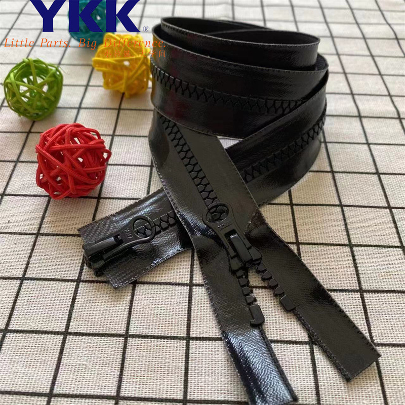 YKK进口树脂防水拉链5号胶牙亮光双头开尾高档服装门襟拉滑雪服