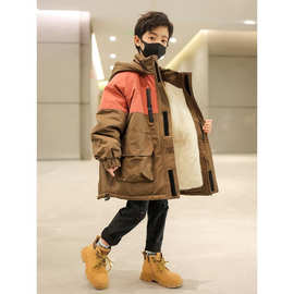 童装男童秋冬装洋气派克服棉服2025新款加绒加厚外套棉衣冬季款潮