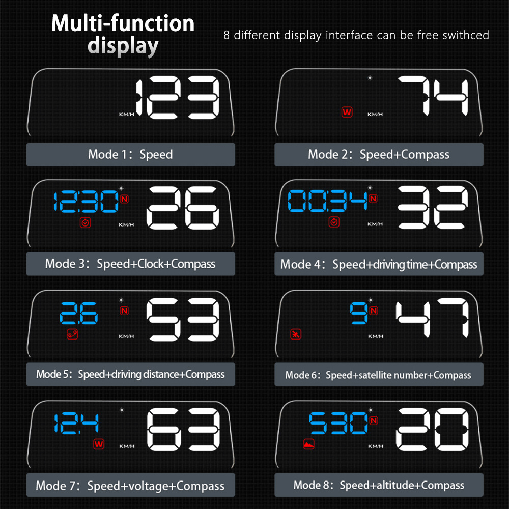 Hud Head-Up Display High-Definition Gps Speedometer Projection Car-Mounted Hud Speedometer Kmh/Mph Cross-Border Exclusive Supply