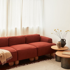 Nordic Wabi-Sabi Style Small and Large Households Fabric Modular Sofa Japanese Cream Minimalist Design Lamb Fur Sofa Set