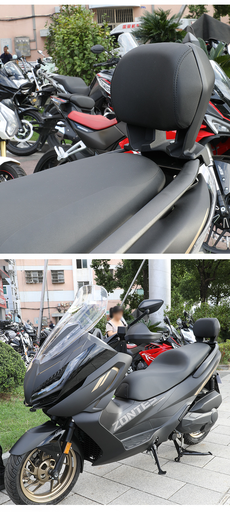 Suitable for Zontes 368G368E Modified Backrest, Non-Destructive Installation Rear Passenger Backrest Cushion Accessories for High Electric Scooter Rear Seat