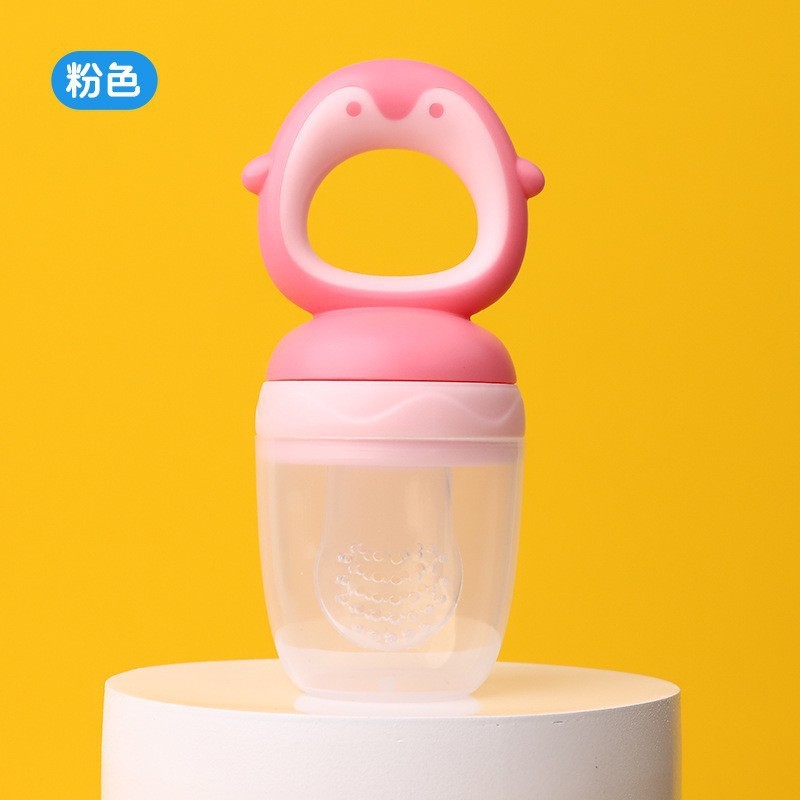 Inglés tarjeta de bebé mordida le le frutas y verduras le niños chupeta de silicona pingüino bebé fruta fábrica de bolsas de alimentos suplementarios