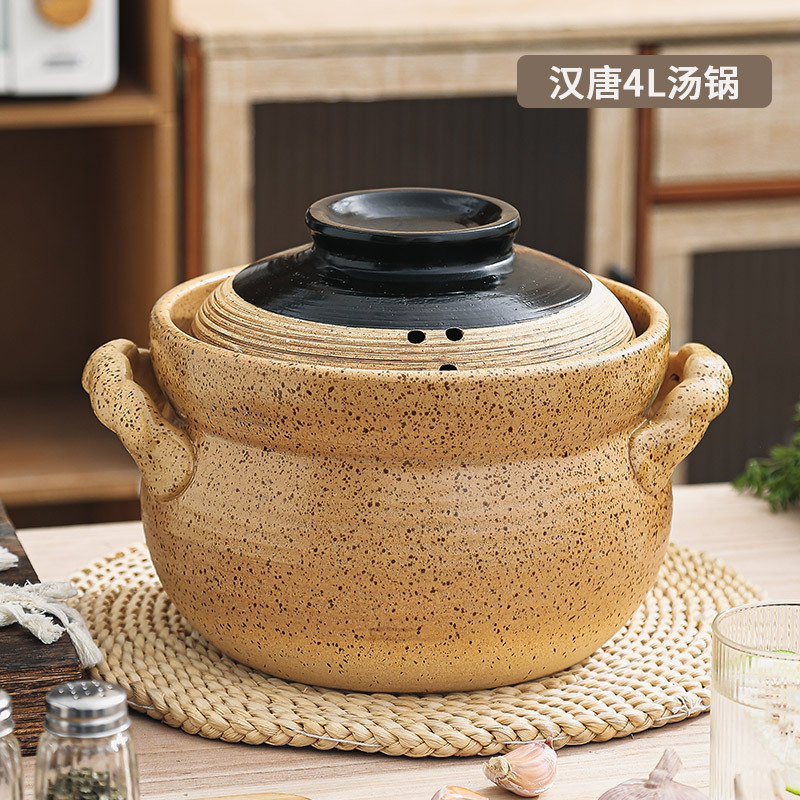 陶器のキャセロールシチューポット、家庭用高温耐性ガスストーブ、スープとシチュー専用、業務用レトロキャセロール、乾燥して割れない|undefined
