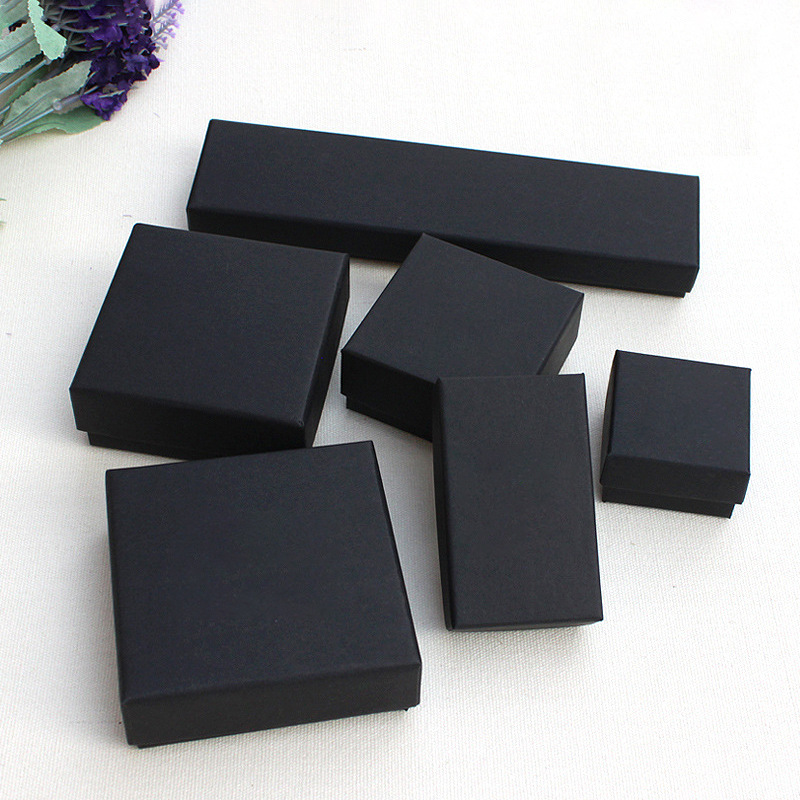 复古黑牛皮纸饰品包装珠宝盒戒指项链手链镯盒珠宝首饰盒定logo