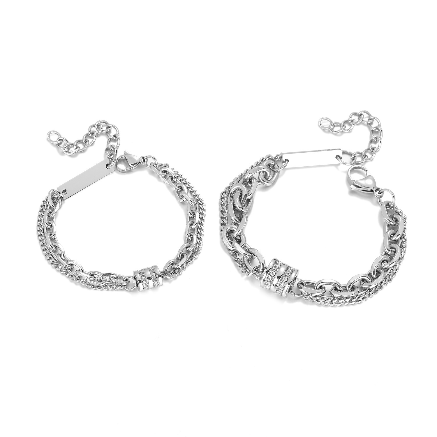 Double-Layer Stacked Titanium Steel Couple's Small Waist Bracelet, Light Luxury and High-End Bracelet, Niche Design, Transfer Bracelet