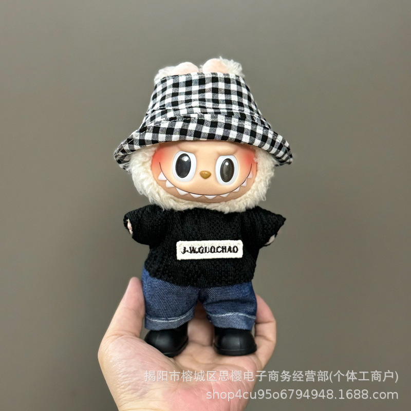 Solo la ropa es adecuada para la ropa de bebé Rabubu de 123 generaciones Labubu ropa colgante de 17cm muñeca traje de felpa falda