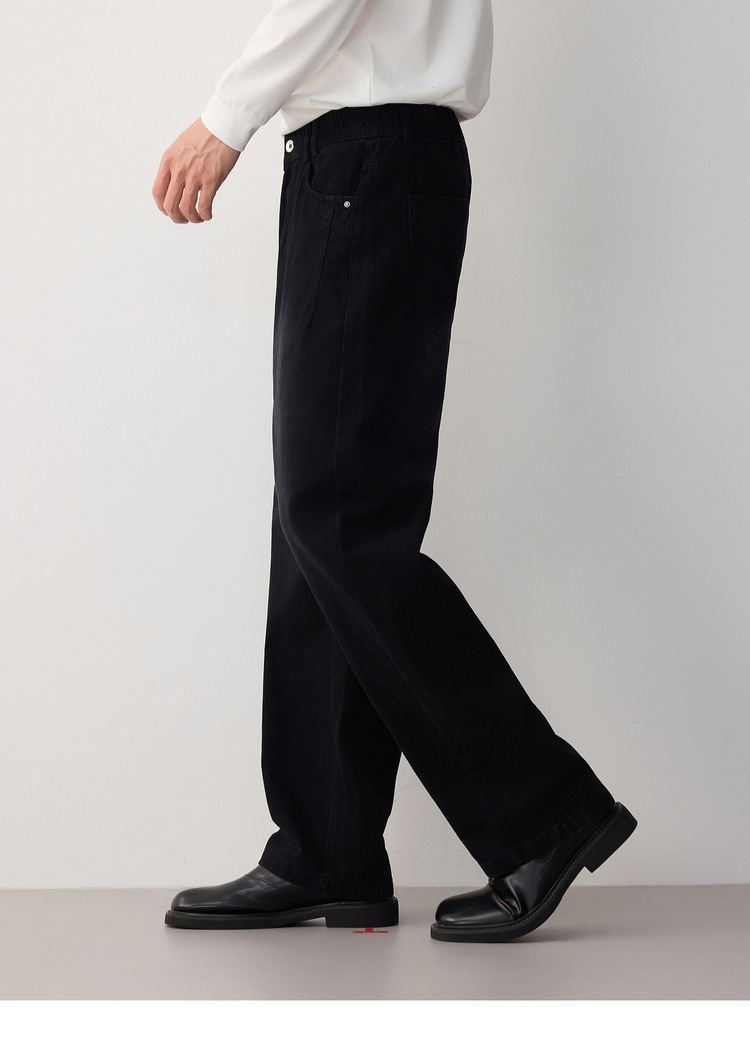 Quần jean nam ống rộng phong cách đường phố, chất liệu cotton, hiệu ứng làm cũ — đen chi tiết 18