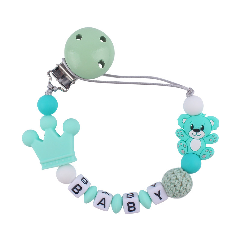 Nuevo bebé suministros de silicona chupete cadena animal de dibujos animados Oso de silicona mordedura molar Cadena de juguete