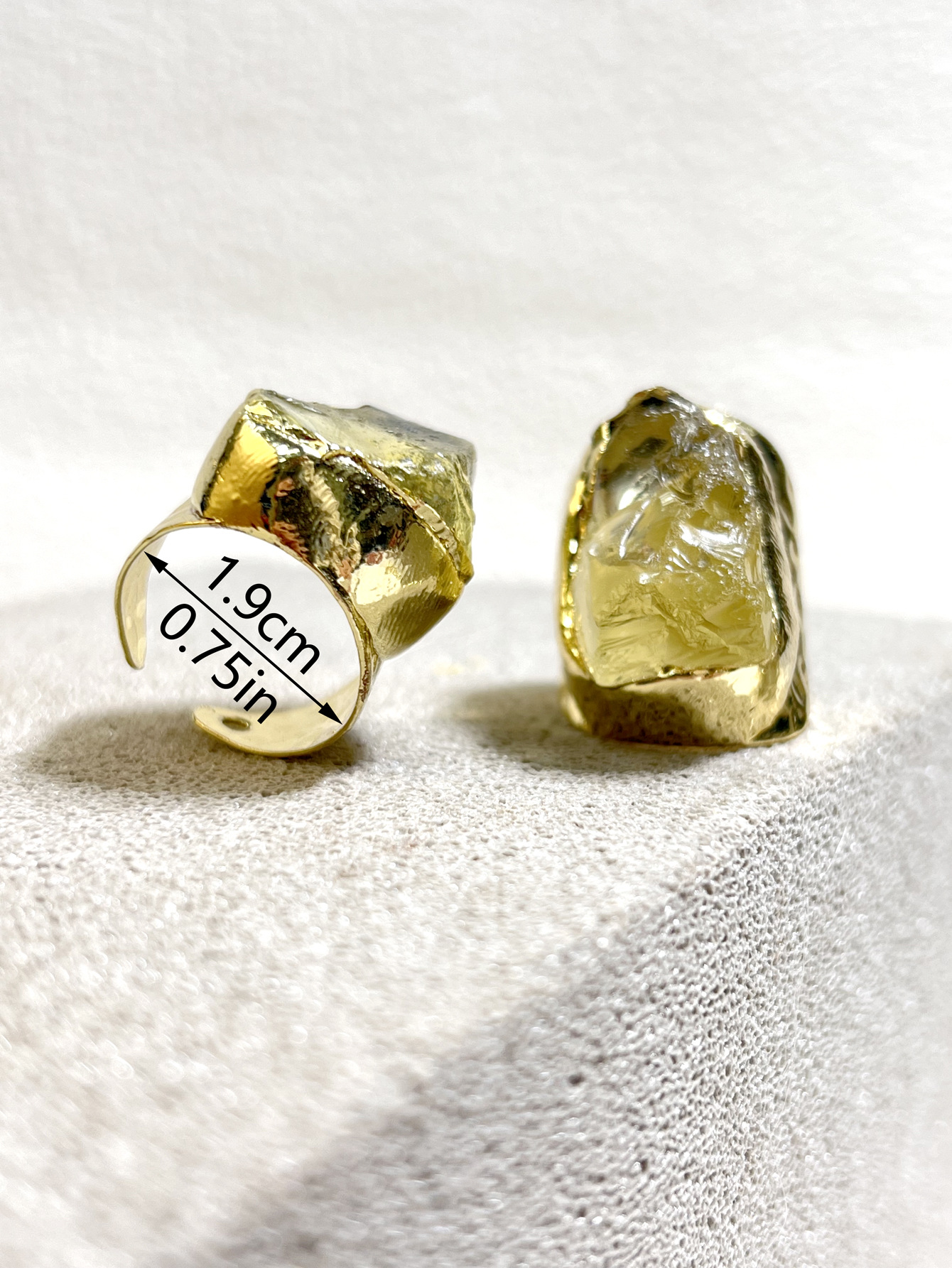 Adjustable Ring Size Unisex Citrine Plating Healing Irregular Open Rings Healing Crystals Jewelry