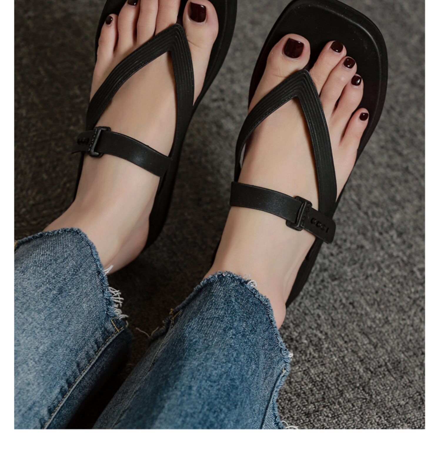 Women's Casual Solid Color Square Toe Flip Flops display picture 23