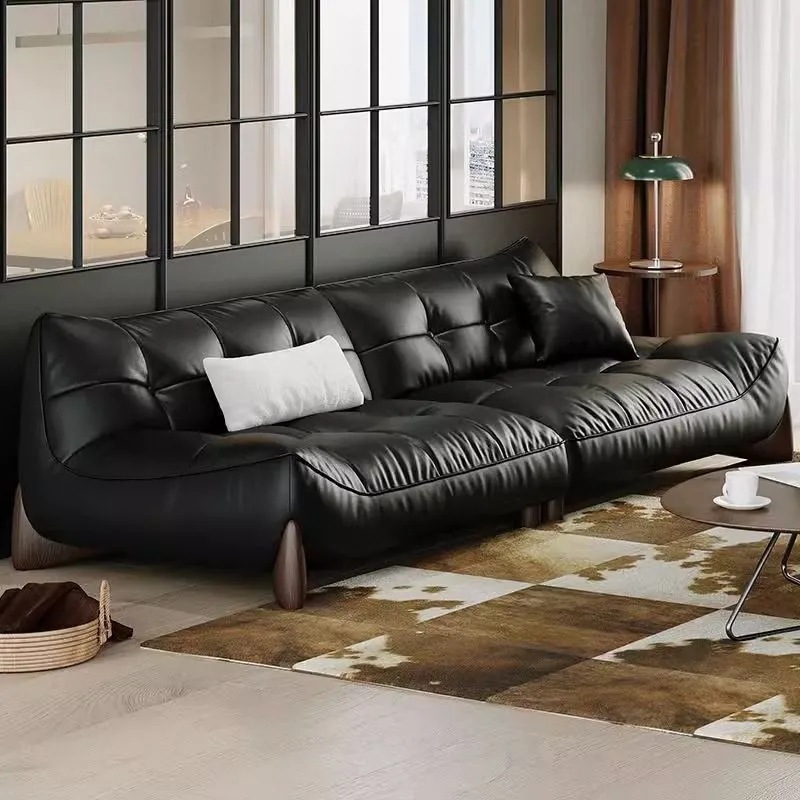 Sofá de cuero minimalista retro combinación sala de estar apartamento pequeño ocio sofá de tres personas moderno y simple suministro directo de fábrica