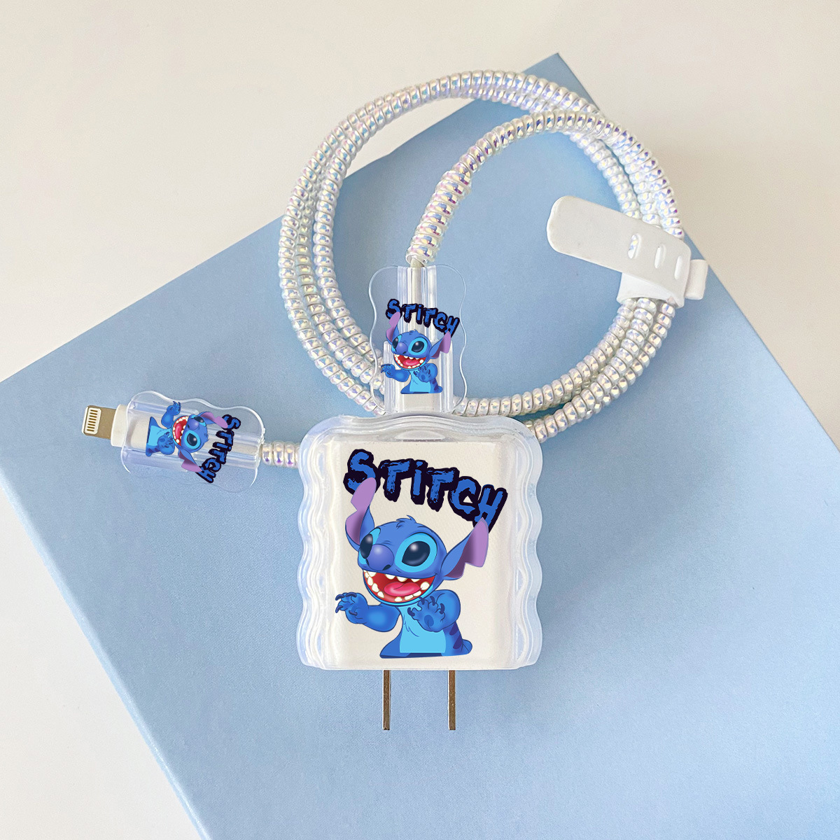 Apple 20w-A23 스티치 오버레이 헤드기어 + 물결선 클립 + 1m 레이저 흰색 로프 + 흰색 스트랩